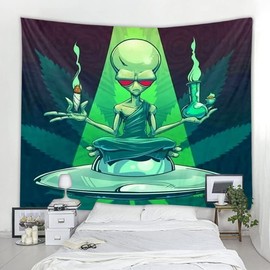 FENDROM Magical Trippy Psychedelic Tapestry Cool Alien Weed Tapestry Wall Hanging Hippie Art Home Decoration Dorm Decor for Living Room