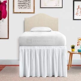 Dorm Room Bed Skirt Twin XL - 40 Inch Drop, 100% Microfiber, College Room Essentials - White