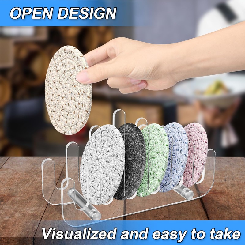 Clear Acrylic Coaster Holder, 6 Grids Anti Slip Coaster Organizer