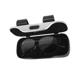 lasuroa Sunglasses Holder for Car Visor, Premium Black Glasses Case One-Touch Press Silent Closure Anti-Shock & Dust-Proof Design Car Accessories Sun Visor Organizer Storage