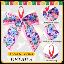 Suncalla 18 Pcs Christmas Mexican Bow Tree Ornaments 6.5 Inch Mexican Fiesta Hanging Bows Decorations for Christmas Tree Gift Wrapping DIY Crafts Xmas Party Holiday Indoor Outdoor Decorations