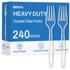 240 Count Extra Heavy Duty Clear Plastic Forks, Solid and