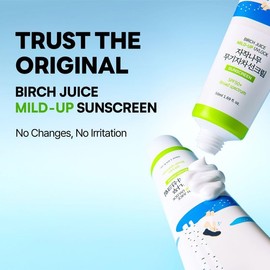 Protector solar Mild up de Birch Juice, protección solar UV LOCK de 1,69 onzas líquidas, FPS 50+, amplio espectro, protector solar con óxido de zinc mineral para pieles sensibles, control de grasa y