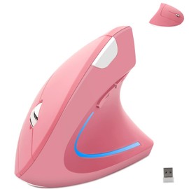 mouse inalámbrico ergonómico vertical Ergo de alta presión, óptico, ligero, inalámbrico, con luz LED, lindo mouse inalámbrico para laptop, computadora, Mac, oficina, niña, niño, adulto, regalo, 800/1200/1600 DPI, 6 botones