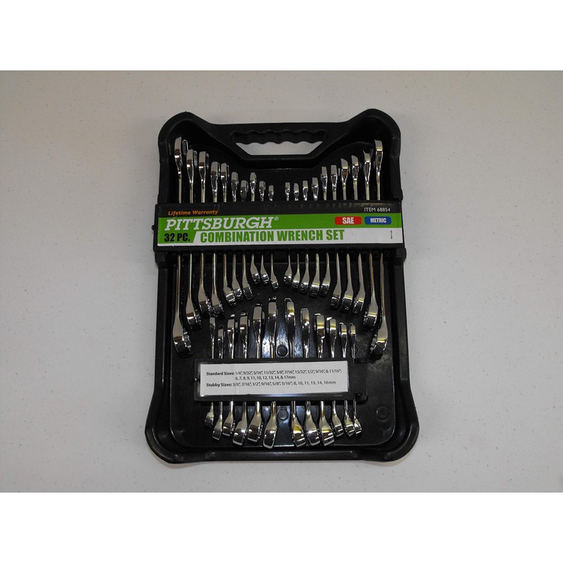 32 Piece SAE and Metric Fully Polished Combination Wrench Set