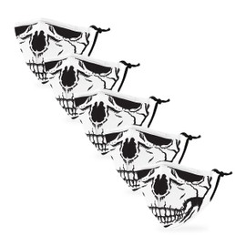 Weddingstar 5 Pack Kid's 3-Ply Washable Cloth Face Mask Reusable and Adjustable with Filter Pocket - Skull