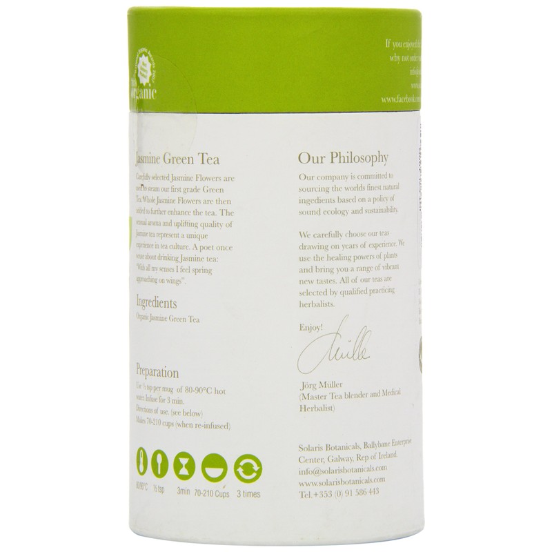 Solaris Tea Organic Loose Whole Leaf Jasmine Green Tea 100