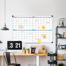 XBoard Magnetic Calendar Whiteboard 36" x 24", 4 Months Calendar Dry Erase Board, Silver Aluminium Framed White Board Planner for Home School Office Organization