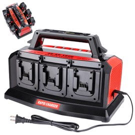 6-Ports Super Simultaneous Charger for Milwaukee Battery,6 Port Each 3A Rapid Charger Station Compatible with M18 14.4V- 18V Li-Ion Battery