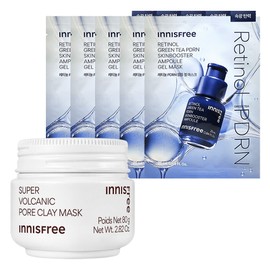Innisfree Super Volcanic Pore Mask + Retinol PDRN Skin Booster Ampoule Gel Mask 5 sheets / 이니스프리 수퍼 화산송이 모공 마스크+레티놀 PDRN 스킨부스터 앰플 겔 마스크 5매