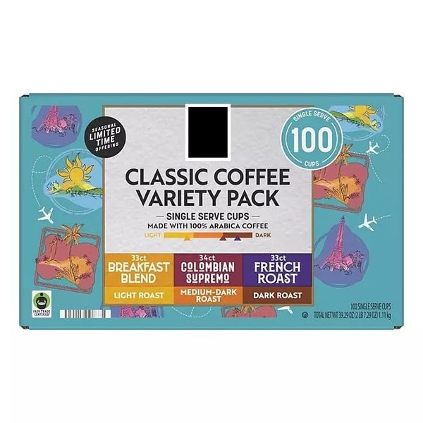 Classic Variety Pack Coffee Pods, Breakfast Blend, Colombian Supremo, &
