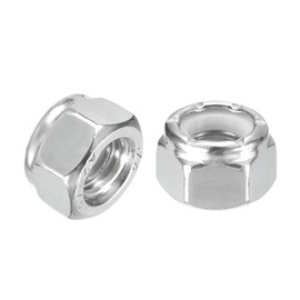 sourcing map 10Pcs 5/16"-18 Nylon Insert Hex Lock Nuts, 304 Stainless Steel Self-Locking Nylon Insert Stop Nut for Industrial Construction Fasteners, Silver&White