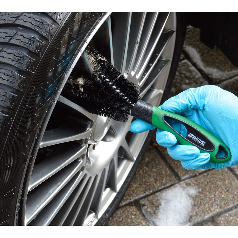 ADVANTUSE - Wheel Brush with Coated Wire to Prevent Scratches