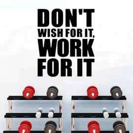 SEATUNE Inspirational Gym Wall Decals - Quotes Motivational Office Wall Stickers - Bedroom Home Gym Yoga Garage Vinyl Art Wall Decor - Don't Wish for it Work for it 20"X24"