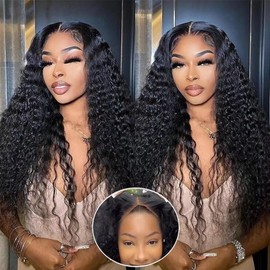 Wear and Go Glueless Wig Human Hair Pre Cut Lace Wigs Pre Plucked Natural Hairline Curly Human Hair Wig Bleacheted Knots Upgraded 4x4 HD Lace Wig 150% Density 26 Inch Natural Colour