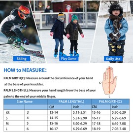 Unigear Children’s Ski Gloves, Warm Winter Gloves, Tear-Resistant, Windproof, With Extra Long Cuffs For Boys And Girls, blue, 3