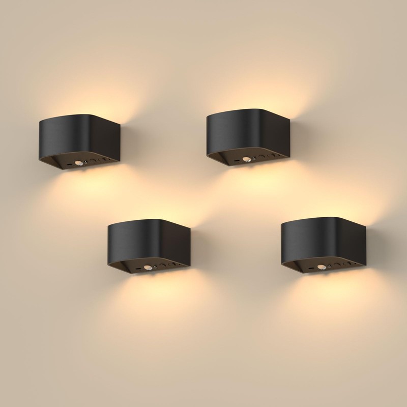FULEN 4 Pack Motion Sensor Wall Lamp with Remote Control