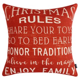 TRENDIN Christmas Pillow Covers 18x18 for Christmas Decorations Christmas Throw Pillow Cover Case Winter Farmhouse Decor Red PL1045TR