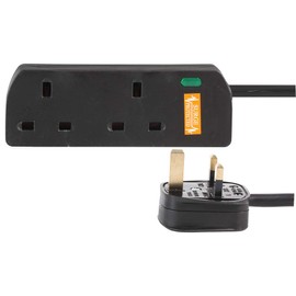 Pro Elec 1202NS-5 m BLK 2 Gang Surge Protected Extension Lead, 5 m, Black