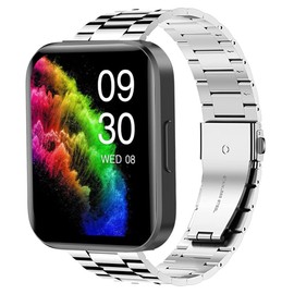 Blueshaweu Compatible for RUIMEN Smart Watches Band, 22mm Quick Release Stainless Steel Metal Replacement Strap Bracelet Men & Women Compatible with RUIMEN D1/H1 Smart Watches (Silver)