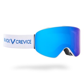 Black Crevice Ski Goggles with Cylindrical Lenses White/Blue Revo