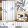 Yeele School of Fish Minimalist Ocean Wave Shower Curtain, Blue