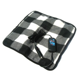 Trillium Worldwide Car Cozy 2 12-Volt Heated Mini Travel Pad, Black & White Plaid, (TWI-3201B)