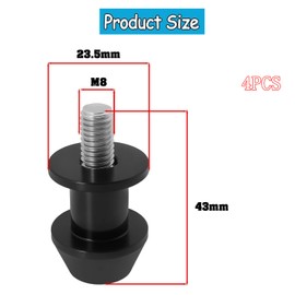 Yharnamite 2 Pair High Precision M8 Motorcycle CNC Swingarm Spool Screws, Racing Adapter for Motorcycle Assembly Stands, 8mm Frame Screws for Enhanced Stability, Black (M8)