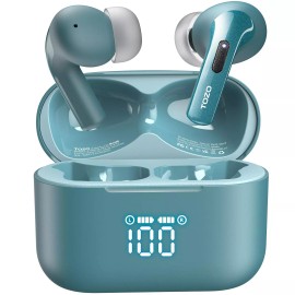 TOZO T20 Wireless Earbuds Bluetooth LED Digital Display ENC Noise Cancelling - Dark Cyan