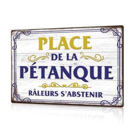 Putuo Decor Metallschild Place de la Pétanque, Vintage-Schild aus Aluminium für Garten und Terrasse, 30 x 20 cm