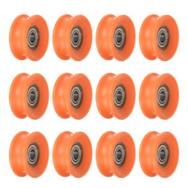 sourcing map 12pcs U Type Groove Pulley Nylon Guide Rolling Bearing 6x30x13mm U Groove Roller Wheel for Door Window, Orange