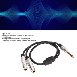 1/4 Inch Stereo Splitter Y Cable,Stereo Splitter Cable 1/4 Headphone Splitter Cable,Gold Plated Connector 6.35mm Stereo Splitter Y Cable,for Amplifiers Microphones