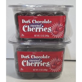 Trader Joe TJ Dark Chocolate covered Cherries 12oz 340g (Two Tubs)