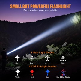 Rechargeable Tactical Flashlights High Lumens - Super Bright Small Powerful LED Magnetic USB C Flashlight, 8 Modes, Dual Button Waterproof Pocket Flash Light for Emergency, Car (2, Black)