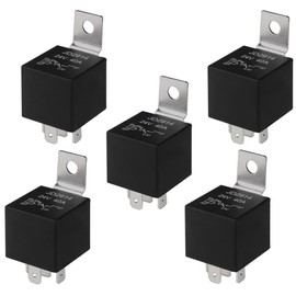 QitinDasen Pack of 5 5-Pin Car Relay, 24 V 40 A SPDT Car Relay with Metal Mounting Bracket, for Car, Truck, Boat (Black)