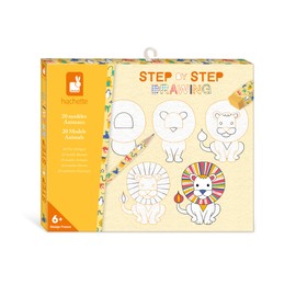 Janod - Step by Step Drawing - Learn to Draw - 20 Animal Models - Children's Drawing Kit - Learning to Draw and Concentrate - from 6 Years - J09155, White Black