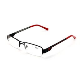 V.W.E. Khan Metal Rectangular Semi-Rimless Rectangle Reading Glasses Reader (Black/Red, 3.00)