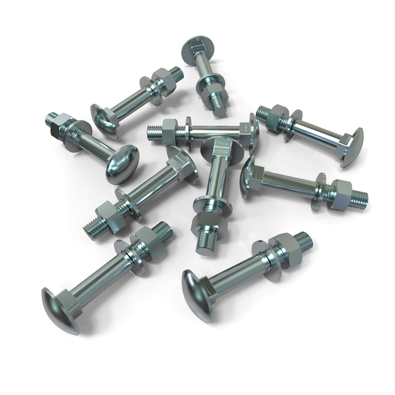 Pack of 10 carriage bolts M5 x 60 round head