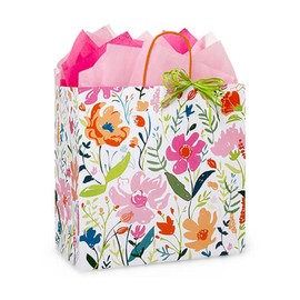 NWP Wildflower Fields Paper Shopping Bags - Filly Size - 13 x 7 x 13in. - Pack of 25