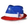 Red White & Blue Sequin Light Up LED Fedora Hat