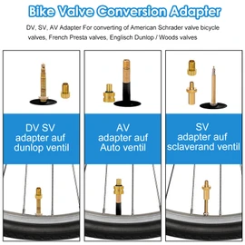 14PCS Bicycle Valve Adapter DV SV AV Converter,Presta Schrader Valve Adapter, Ball Pump Needle, Inflation Needle, Tire Valve Caps,Air Pump Needle Set for All Bike,Sports Ball,Pump,Inflatable Equipment