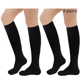 Fvcisshhu 4 Pairs Knee High Opaque Socks,Black Stretchy Dress Sock Under the Knee,Althletic Socks for Women,Girls,Teens