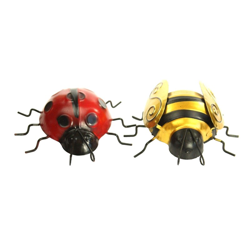 Metal Bee and Ladybird Wall Art for Garden Ornaments Decoration