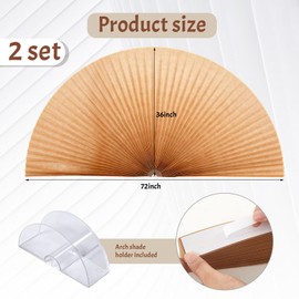 Fainne 2 Pcs Half Moon Window Shade Half Circle Arch Window Blackout, Light Filtering Pleated Fabric Shade, 36 x 72 Inch (Brown)