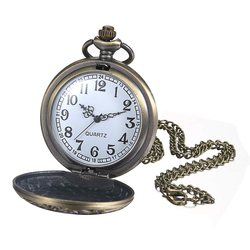 JewelryWe Father's Day Gift Pocket Watch Men's Retro Royal Flush