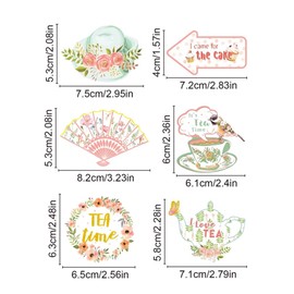 Bicuces 14 pcs Tea Party Photo Booth Props Tea Party Decorations Floral Party Supplies Tea Garden Party Decorations for Wonder Land Girl Oneder Land 1st Birthday Party Decorations