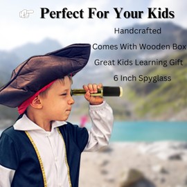 6" inch Handheld Brass Telescope with Wooden Box - Pirate Navigation.