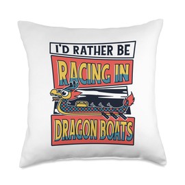 Kit Dragon Boat Racing Equipment Gear Paddle Gifts I'd Rather Be Racing Team Lover Dragon Boat Throw Pillow, 18x18, Multicolor