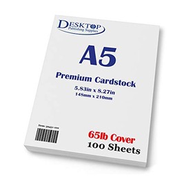 Premium A5 (8.3"x 5.83") Cardstock - 65lb Cover (176 gsm) White (100 Sheets)