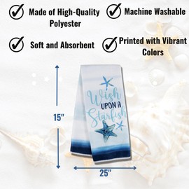 KONNECT Ocean Theme Home Accessories Includes Kitchen Towels Starfish Decor and Bathroom Hanger for Living Room Bathroom Bedroom Door Decoration and Supplies Pack of 4